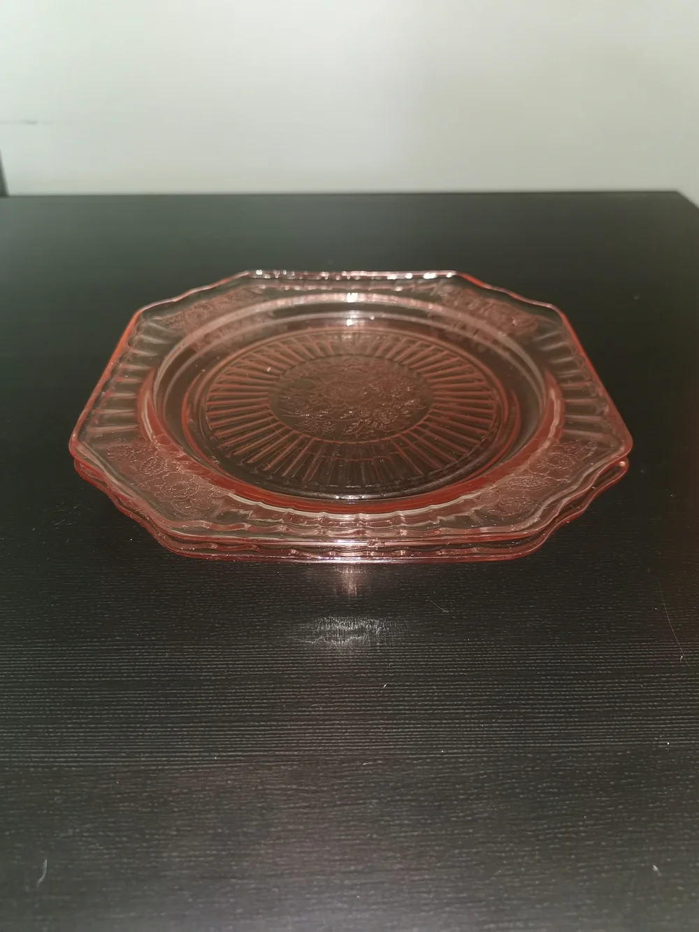 Anchor Hocking Depression Glass Pink Mayfair Open Rose Lucheon Plate Set of 2